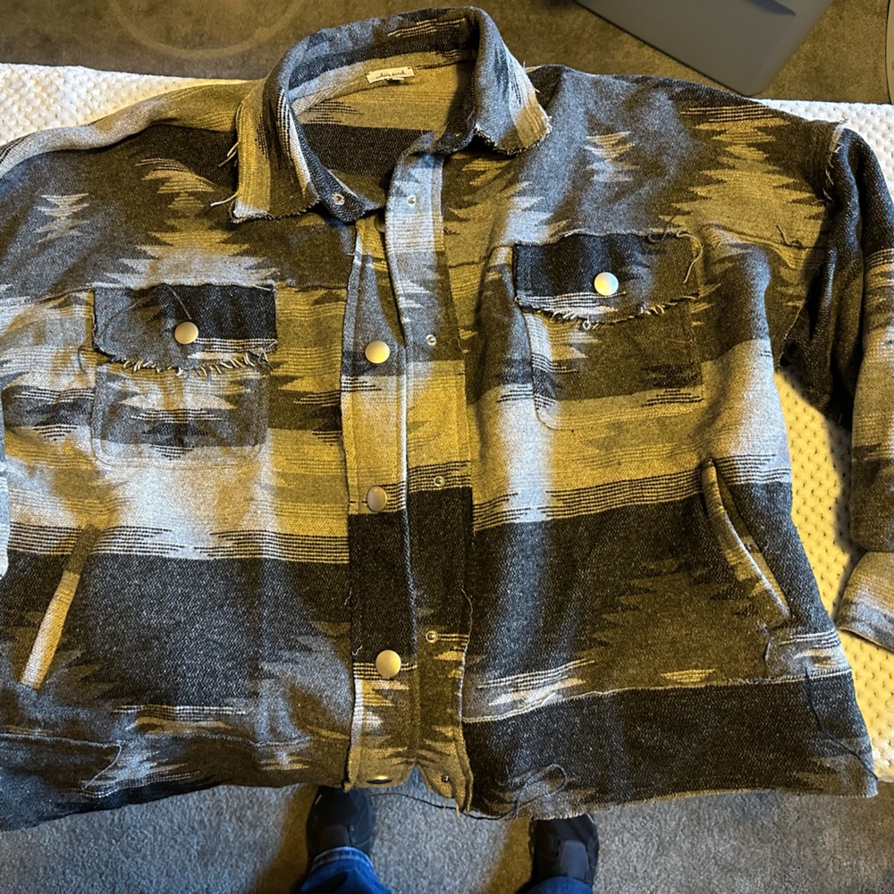 Distressed Aztec Bomber coat